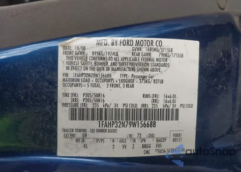 2009 Ford Focus Se from USA, damaged, VIN 1FAHP32N79W156688